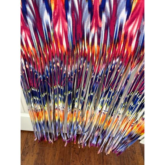 Venus Tank Bodycon Stretchy Multicolor Fringed Boho Midi/maxi Dress Size 12 M/L - Picture 6 of 8